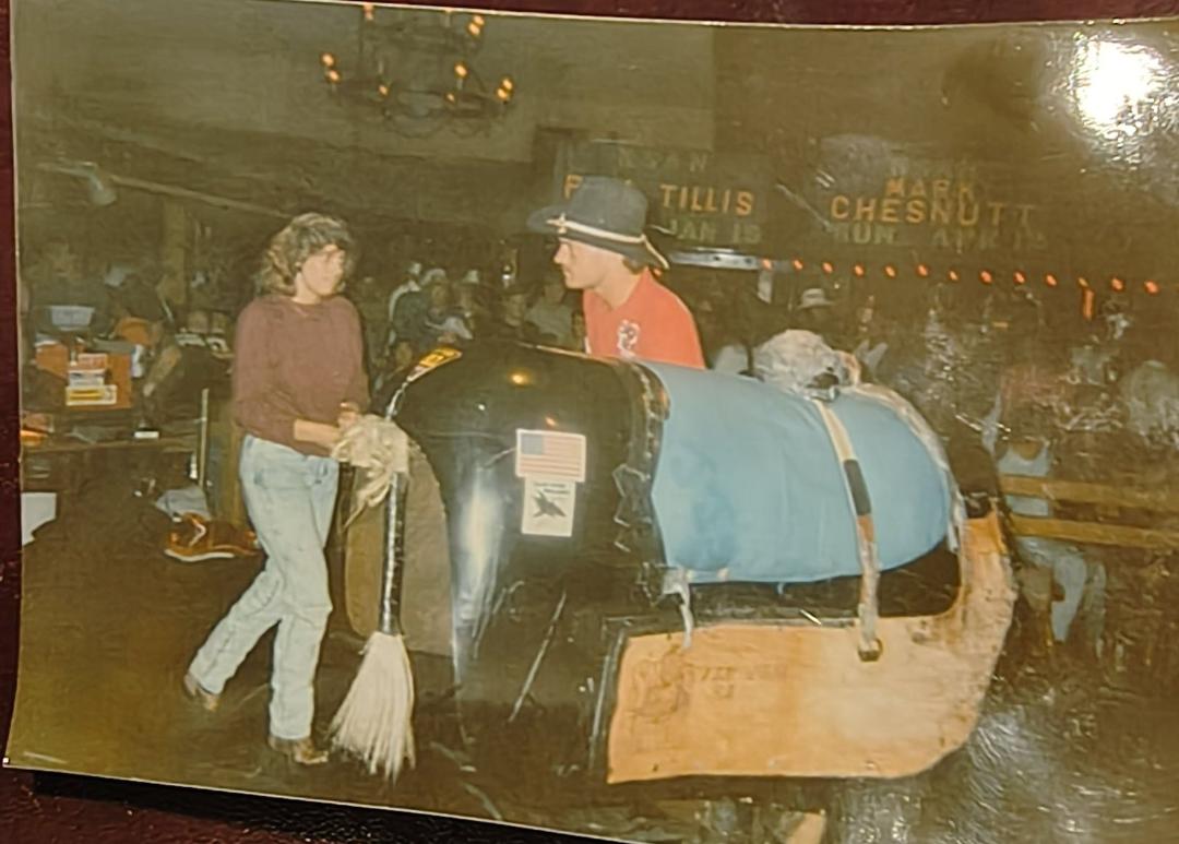 Fun at the saddle Rack on a Friday Night In San Jose ridding the Bull some years ago.