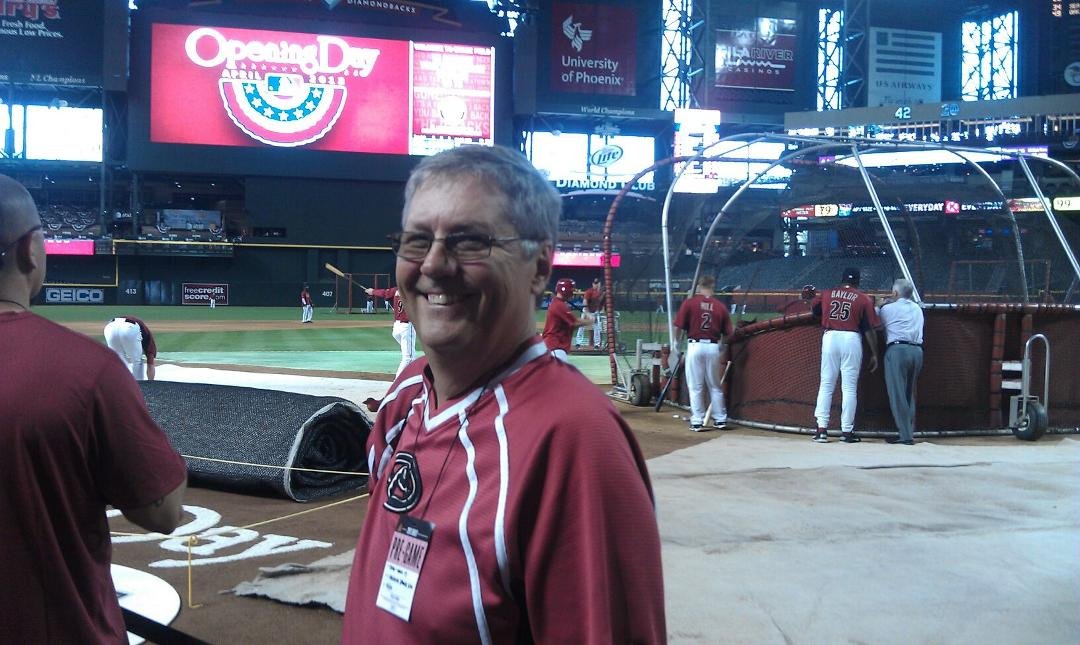 On field during opening day batting practice, up close to the action,