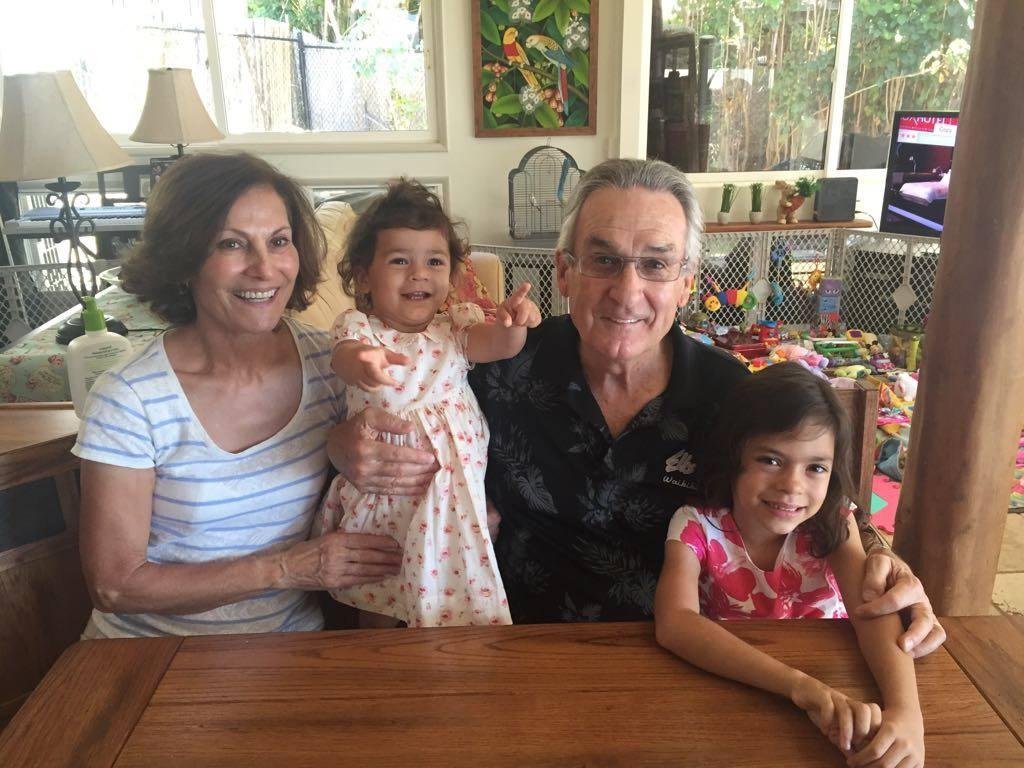 Zara & I with granddaughters Clara & Juliette in Hawaii.