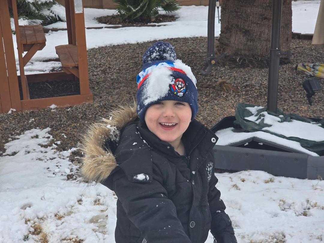 Finally got his snow!