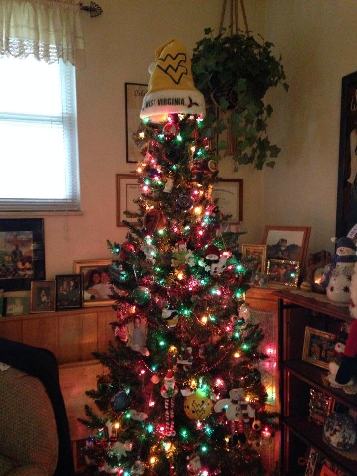 Tree is up--What about that WVU topper--lol