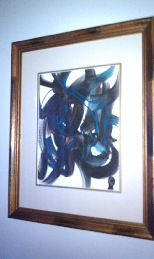 per Motomisan's request here's the painting done by Cheetah. His thumb print is in the lower rt hand corner. sorry this was the best pic my roomie could take cuz of the glare. it really looks better in real