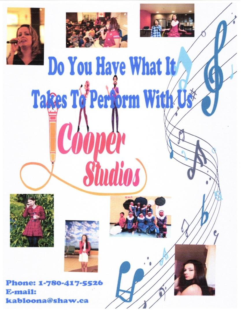 Cooper Studios singers with videos will start to be seen and heard on TVYOU.We will announce when they are on.
Jan and I started teaching vocal music to students at
Tikameg Native School near High Prairie. We taug