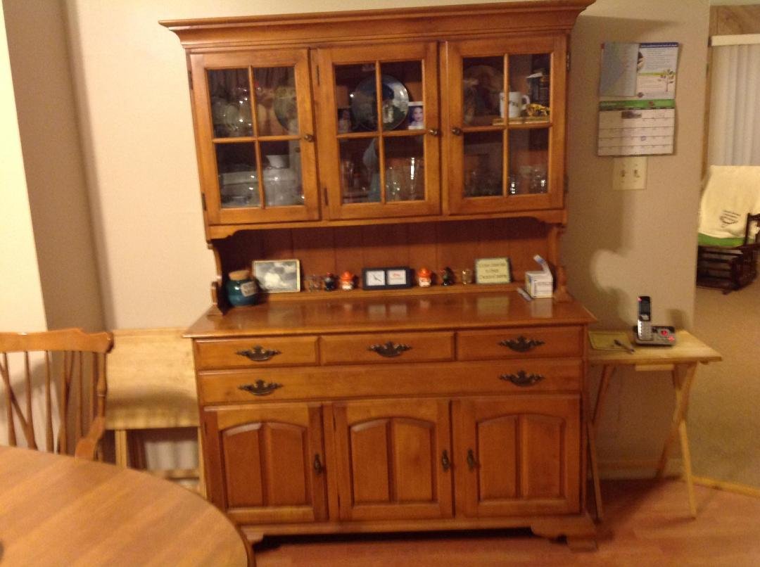 My neighbor didn't want this hutch so he gave it to me. Love it. The next picture is table and chairs he gave me also