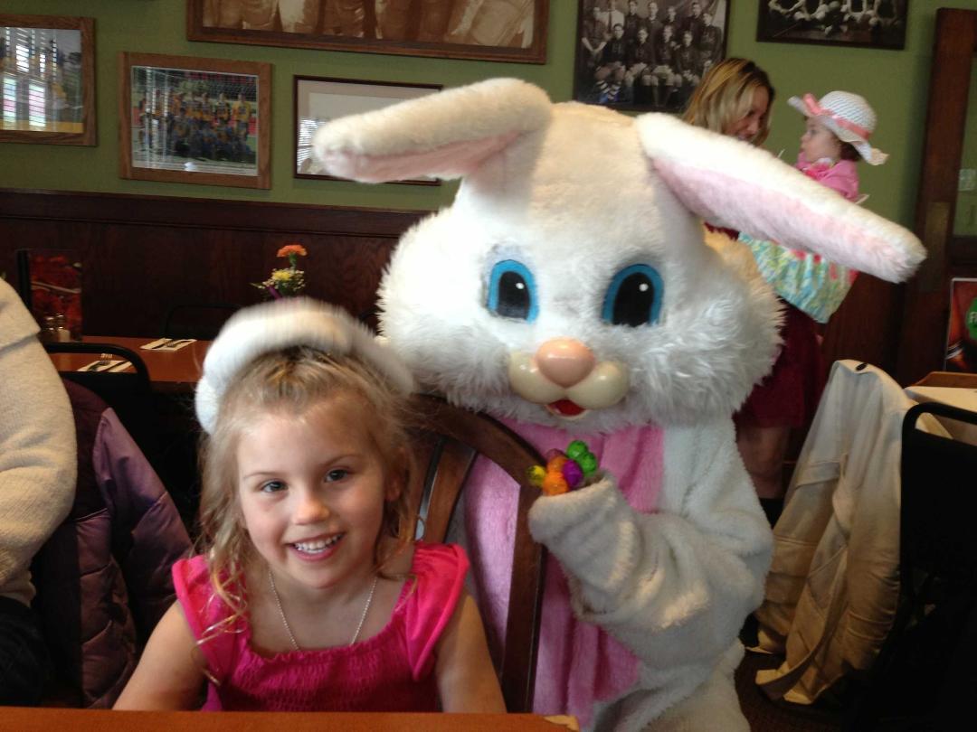 Bel with her Easter Bunny buddy.