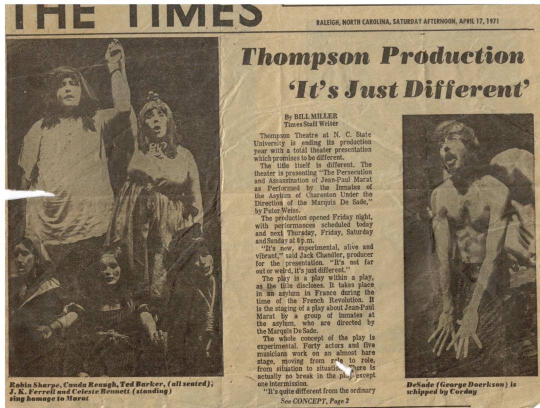 NC State, Thompson Theater production of Marat Sade