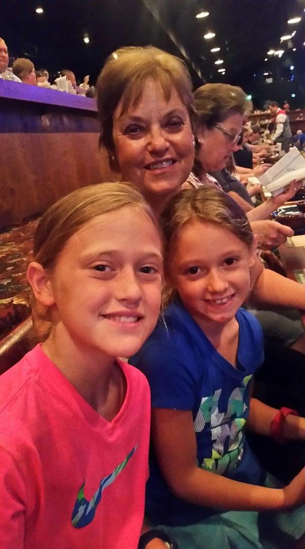 Gigi, Hailey, and Briley at Dixie Stampede in Pigeon Forge.. too much food!