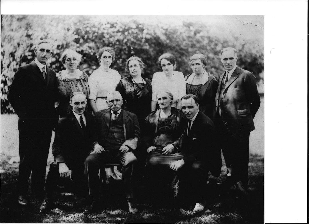 This was at Gert Mahoney's Wedding. Top: Joe-Mabel_Mollie_Hattie_Essie_Jenny bottom row: Billy Grampa John Morris- Gramma Jane (Farmer) Morris -Raymond.