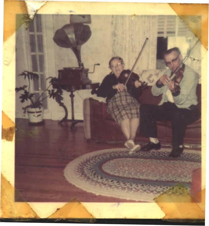 Pop and Grandmother playing their Violins. I Have Both Violins now.