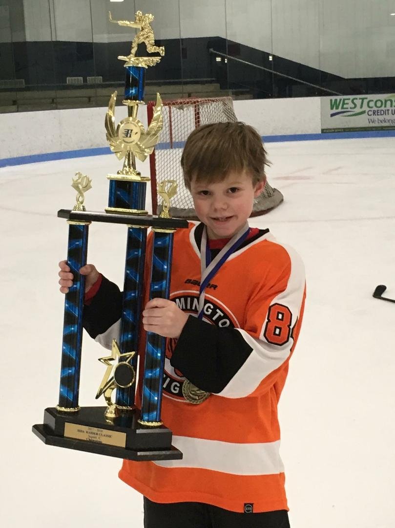 My grandson jadens hockey team took first in a hockey tournament in Hudson, WI