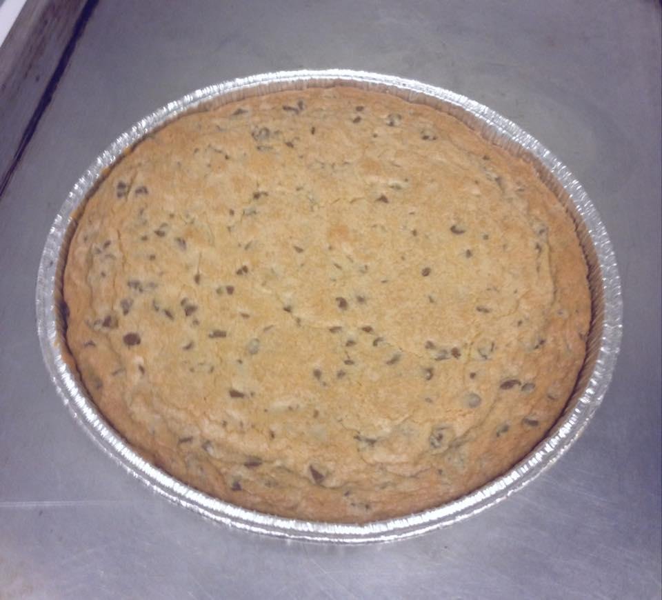 So I made this giant cookie in a tin today