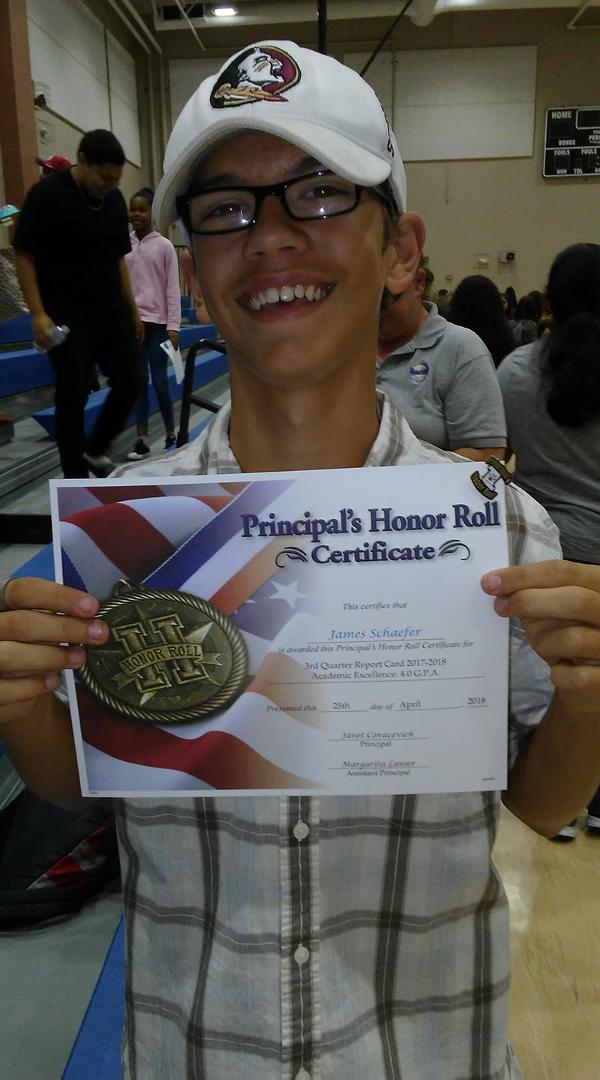 Principals Honor Roll! Straigt A's. Yay!