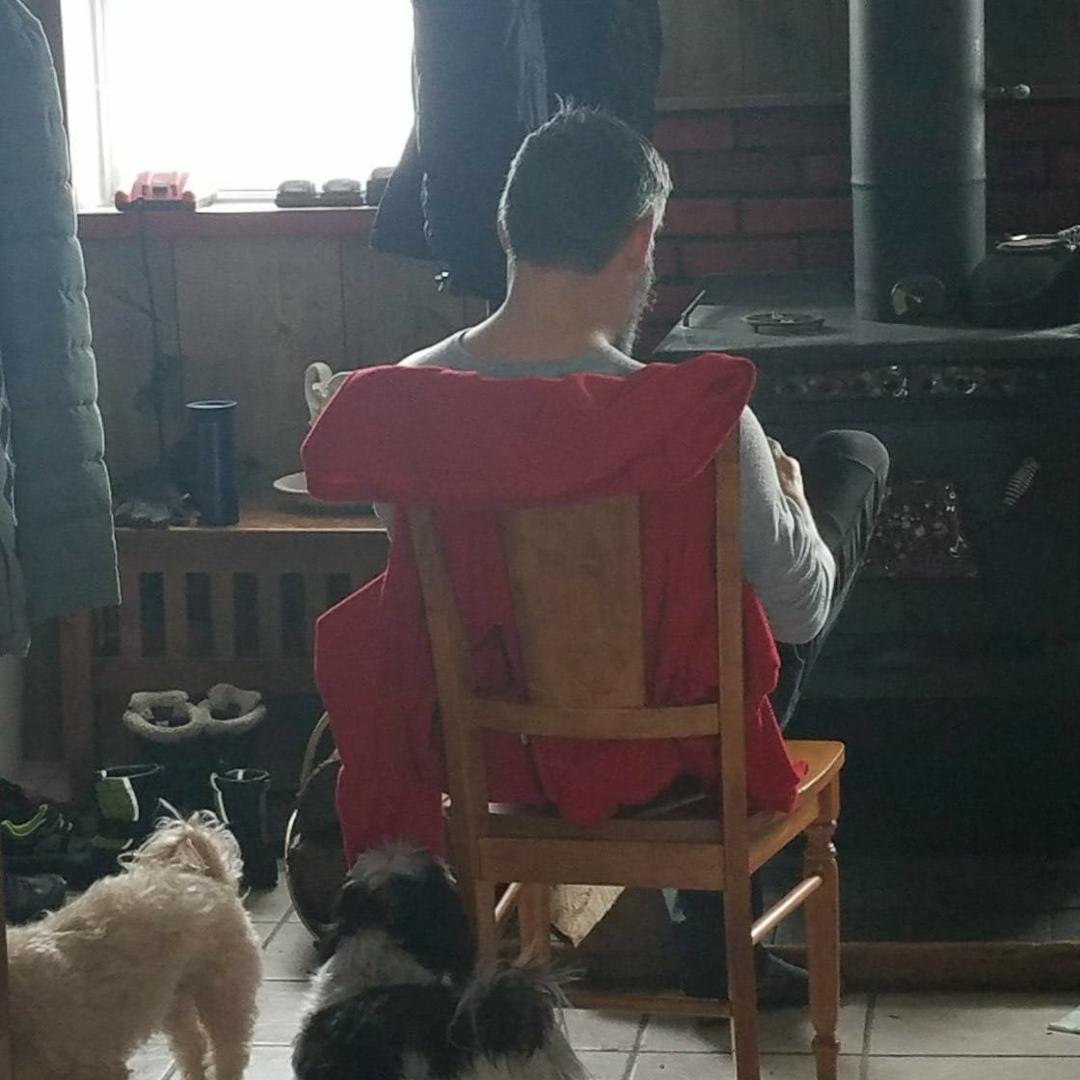 Jamie has been working hard packing his garage and pole barn. Time to warm up by the fire!