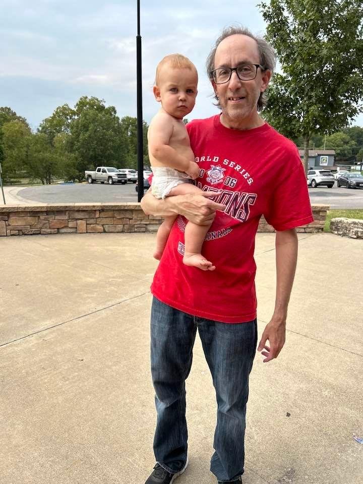 My son and great grandson at his first birthday in a park in Cape Girardeau today