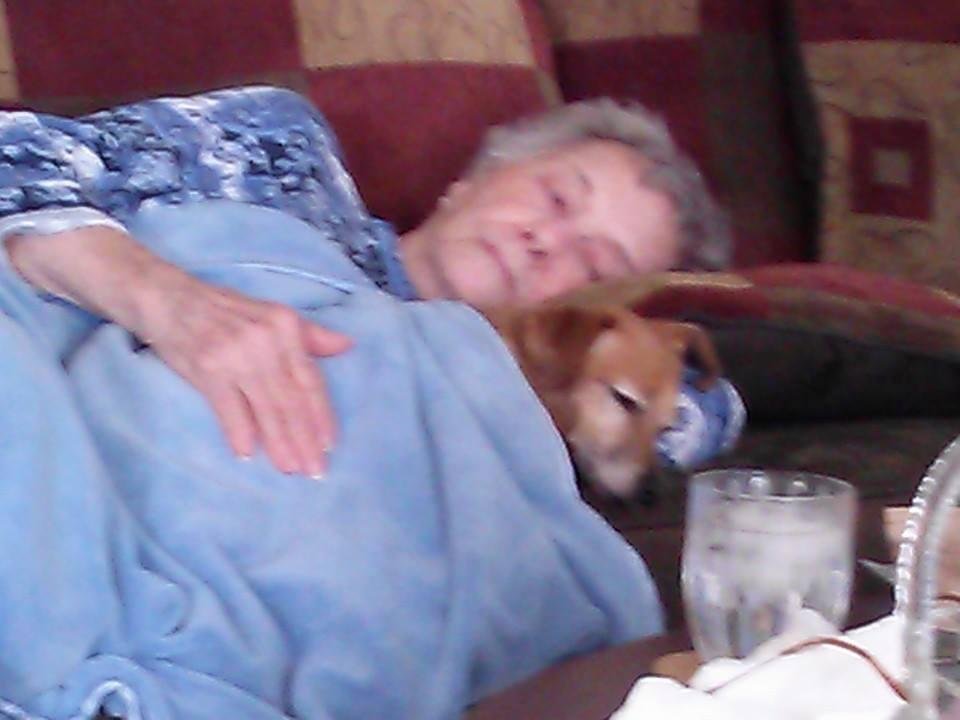 My mother and our sweet tiny.