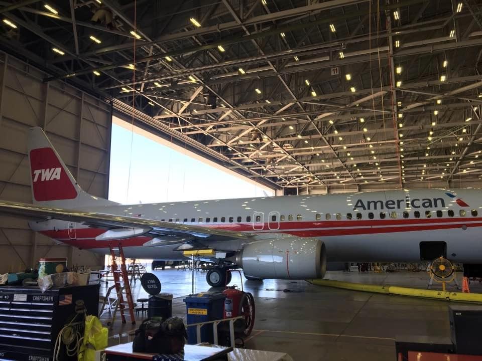The legacy TWA/American 737 is on our hanger today