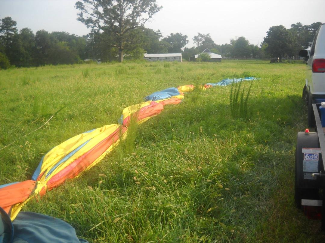 After landing....getting balloon ready to pack up.