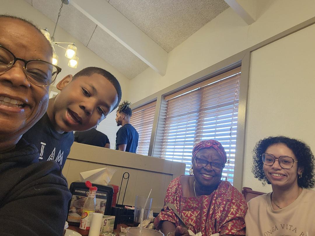 Celebrating Grandparent's Day with daughter Alida, granddaughter Asherah and grandson Alijah.
