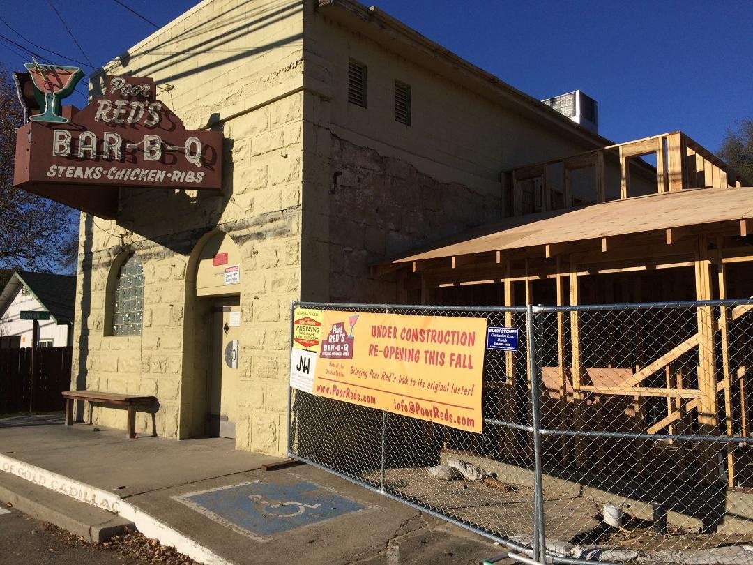 Poor Red's in El Dorado is making a come back. Construction is underway and will be greatly improved. They are keeping the original bar area and will be selling Golden Cadillacs.