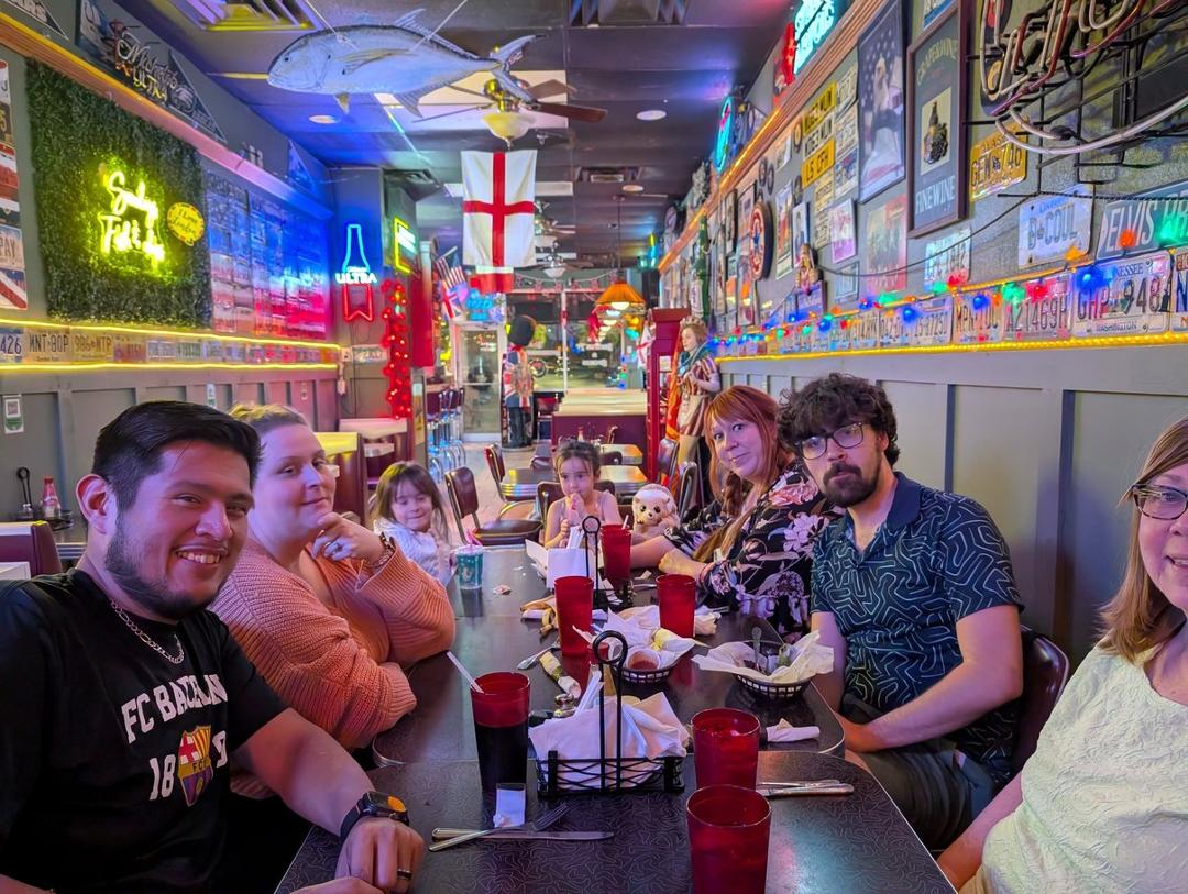 Dinner at an English pub in Kissimmee Florida. Most of the family is here, it was a fun time!