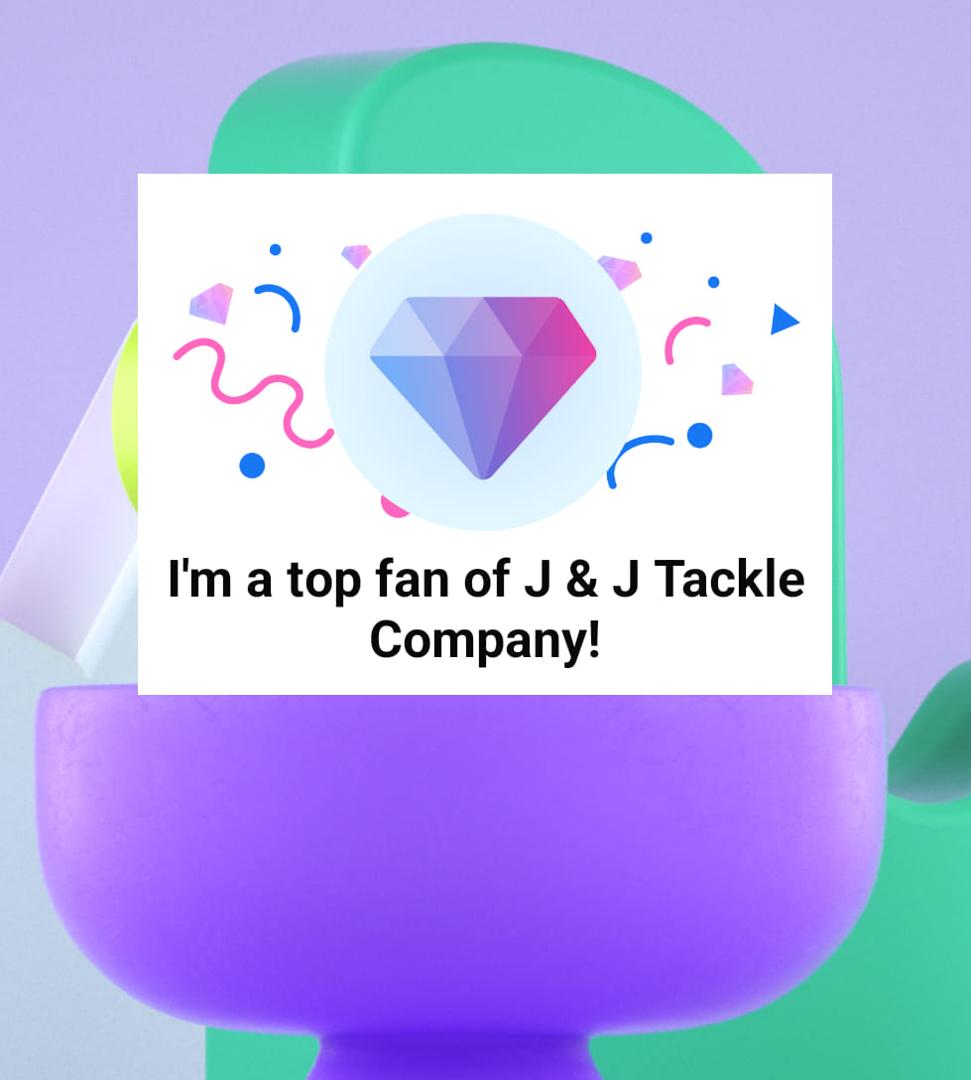 With J & J Tackle Company – I just got recognized as one of their top fans! 🎉