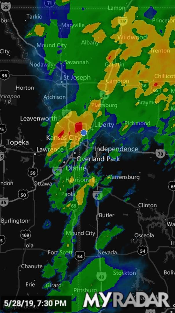 Hunkering down in the basement with Remi, Ozzie and Jeff while the tornado sirens going off.