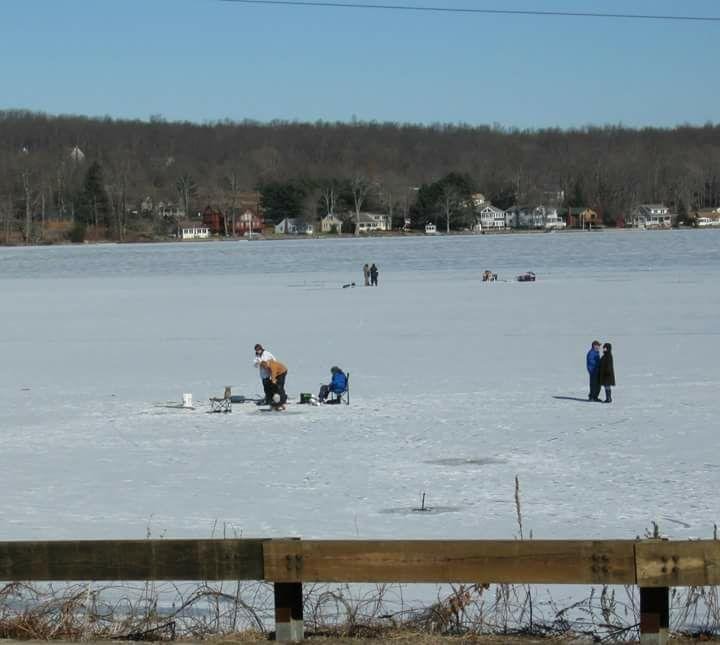 Ice Fishing on Lake Pocotapaug, East Hampton, CT.  2013