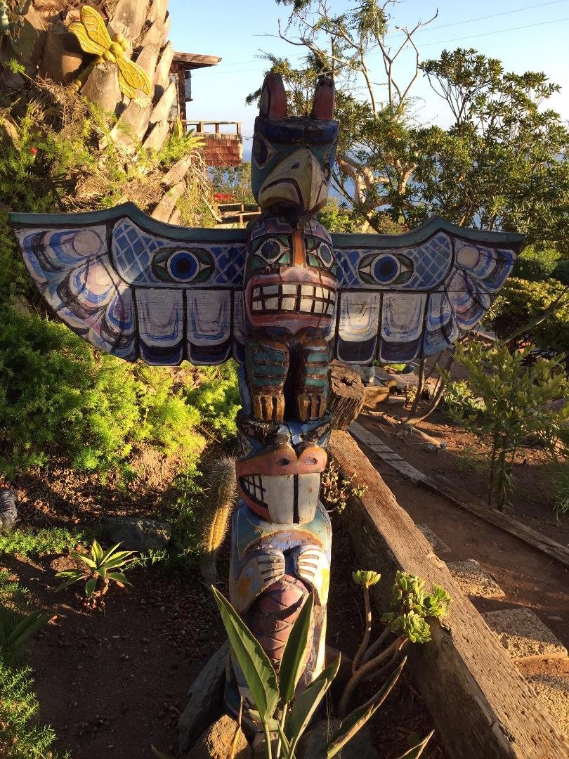 My totem pole and hibiscus