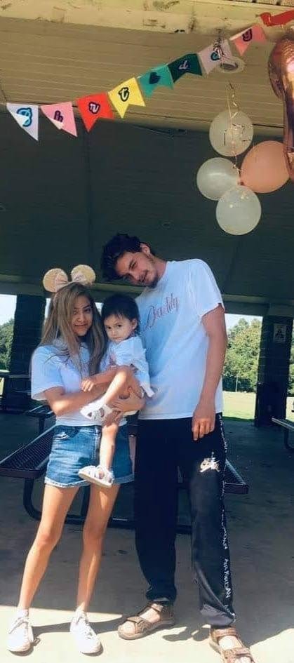 Great Grandson Draven May (the tall one) and Brenda and their little one Jocelyn.