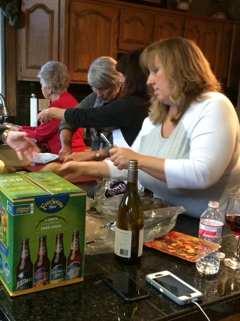 Potato brigade hard at work!
