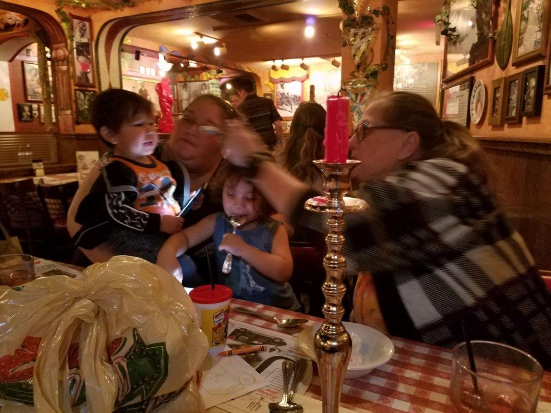 Meema sharing birthday ice cream with buddies