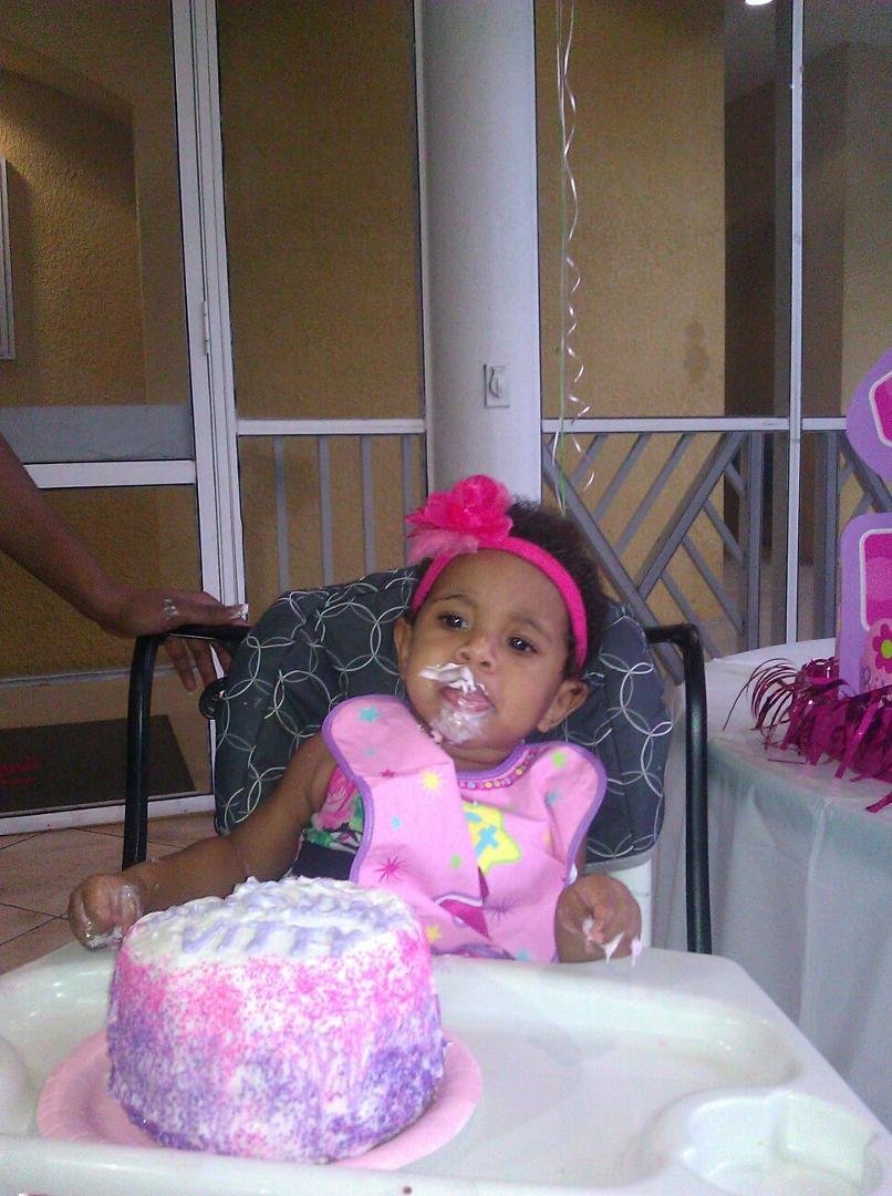 Before she went to town on this poor cake!!