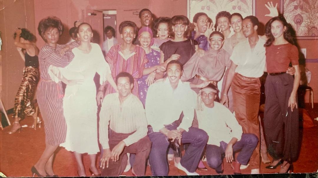 This is a photo of our modeling troupe from the early 80’s including the Black Designers we modeled for. We had modeled in the Cleveland Coliseum for halftime for the Knicks and Cleveland game and afterwards the Knicks pla