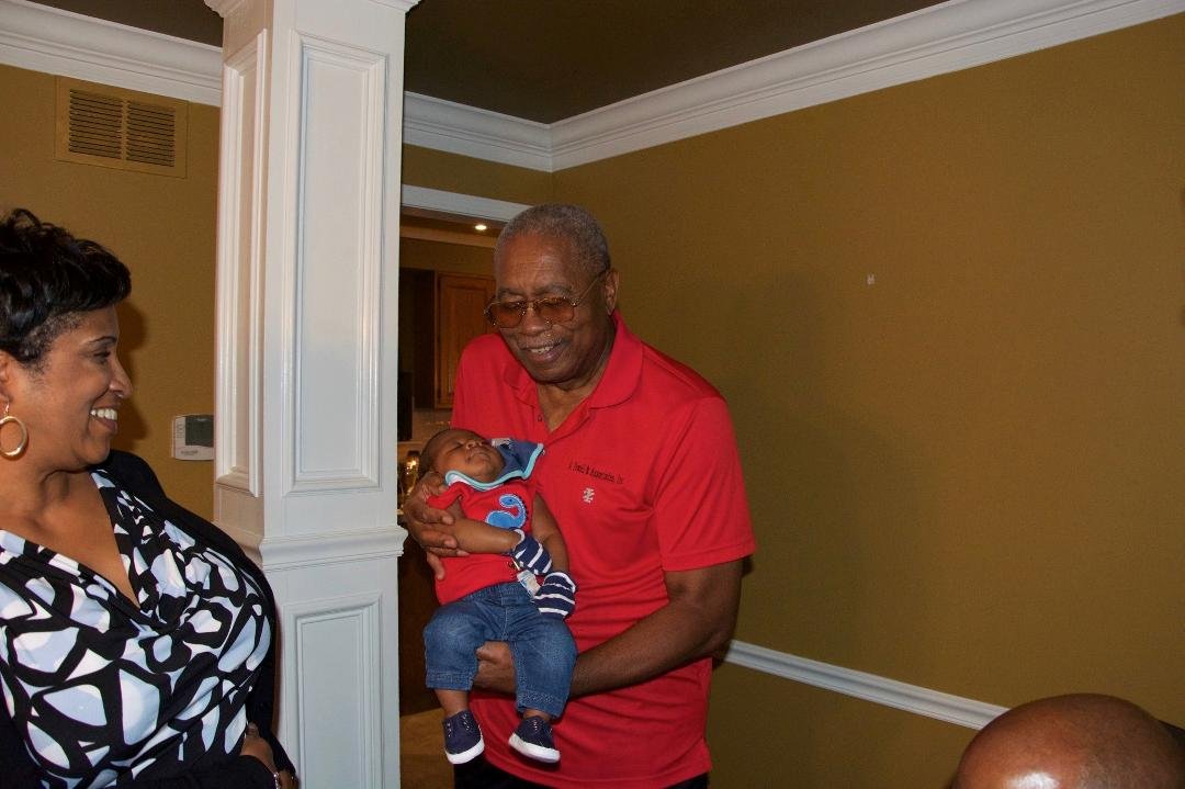 Trying to get comfortable with new Great Grandson. He’s awesome to stay this calm with me trying to hold him. He and I both survived.