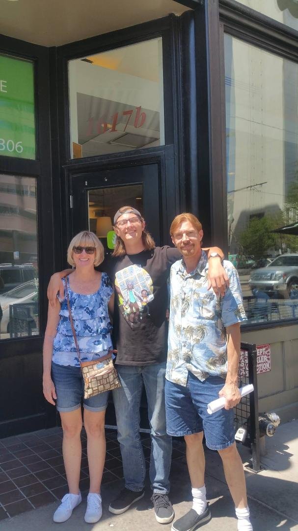 Lunch in Denver with daughter, Dana, grandson Will, son, Chris