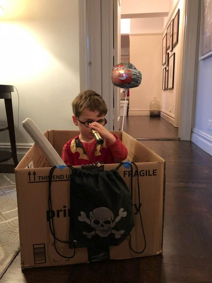 Sometimes all you need to be a pirate are a big box and a periscope.