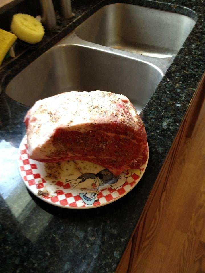Prepping the Roast for Christmas Dinner