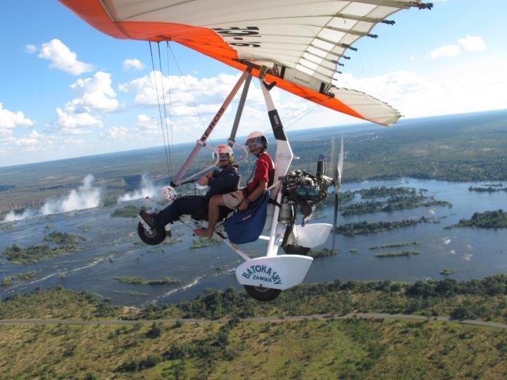 The kid flies over Victoria Falls