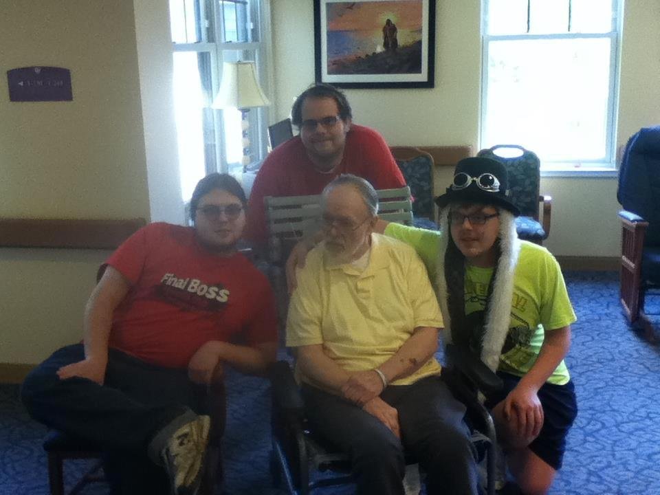 dad and my boys at dad's 75th birthday party
