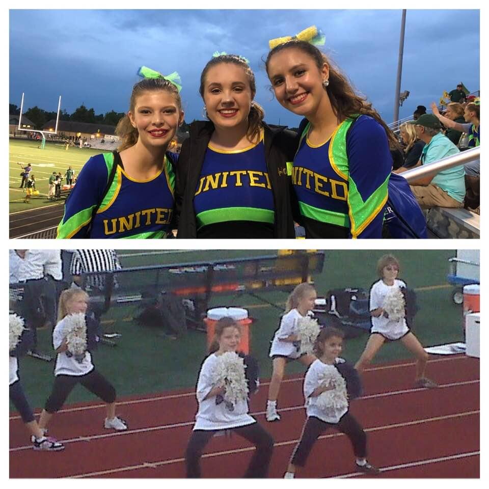 1st official HS event. Varsity Pom debut 10years in the making from the days of Pom clinic with big sis. That was fast 😳