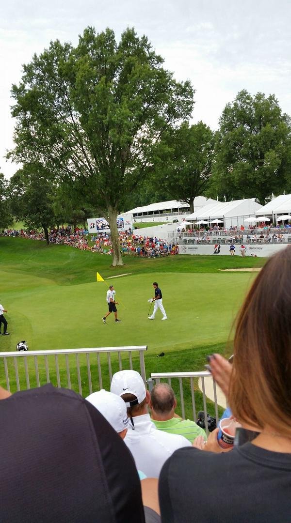 Bubba Watson finishing on 18 at Firestone Sunday.