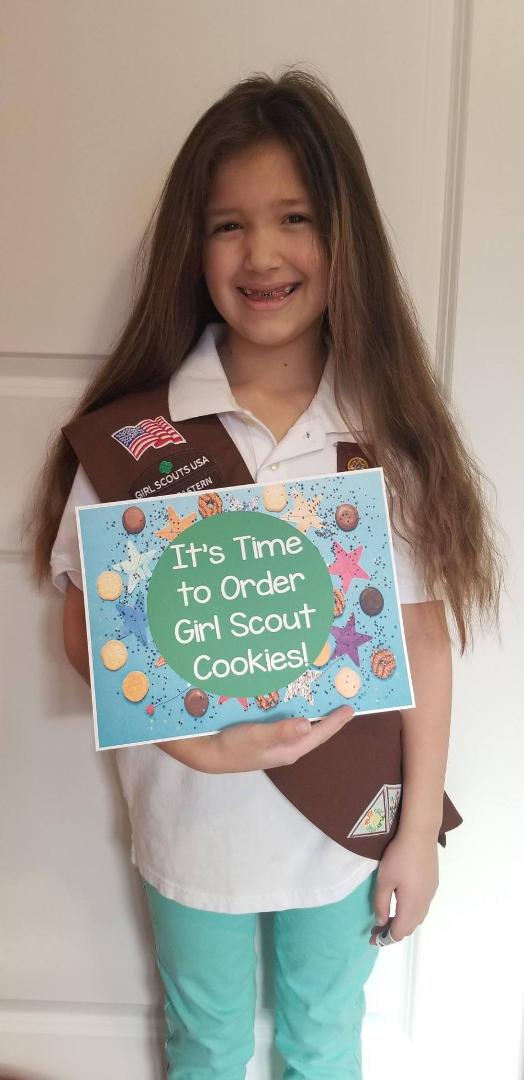 It is that time of year again!  Anyone have a hankerin' for some Thin Mints, Samoas, Tagalongs or my new favorite, Toffee-Tastic?  Or, if you just want to donate to our troops while helping Chloe's Girl Scout Troop, there i