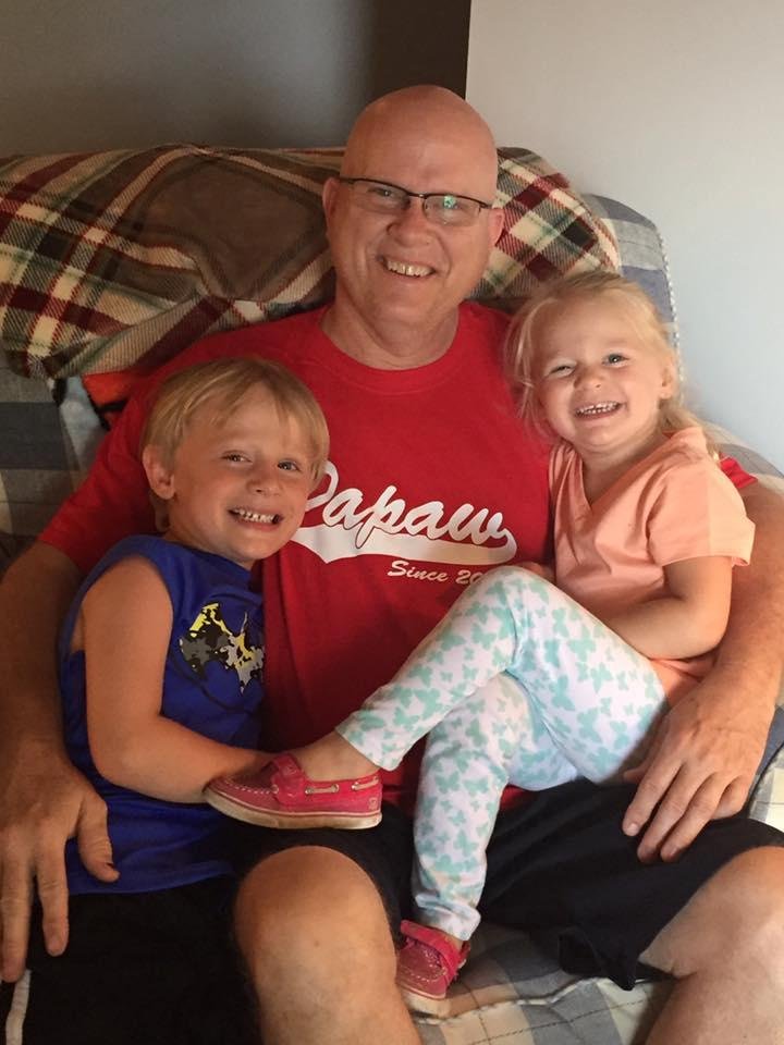 Two of my grand babies wishing me a late Father's Day with a tee shirt