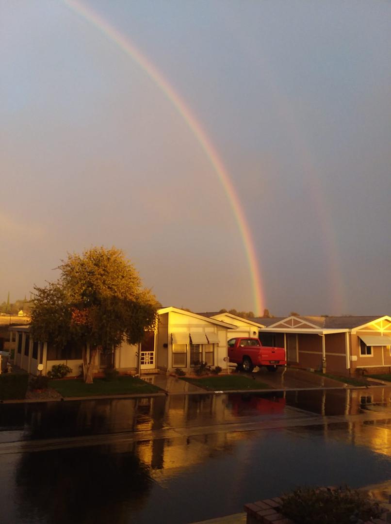 Less then 5 minutes ago double rainbow from our front porch very cool