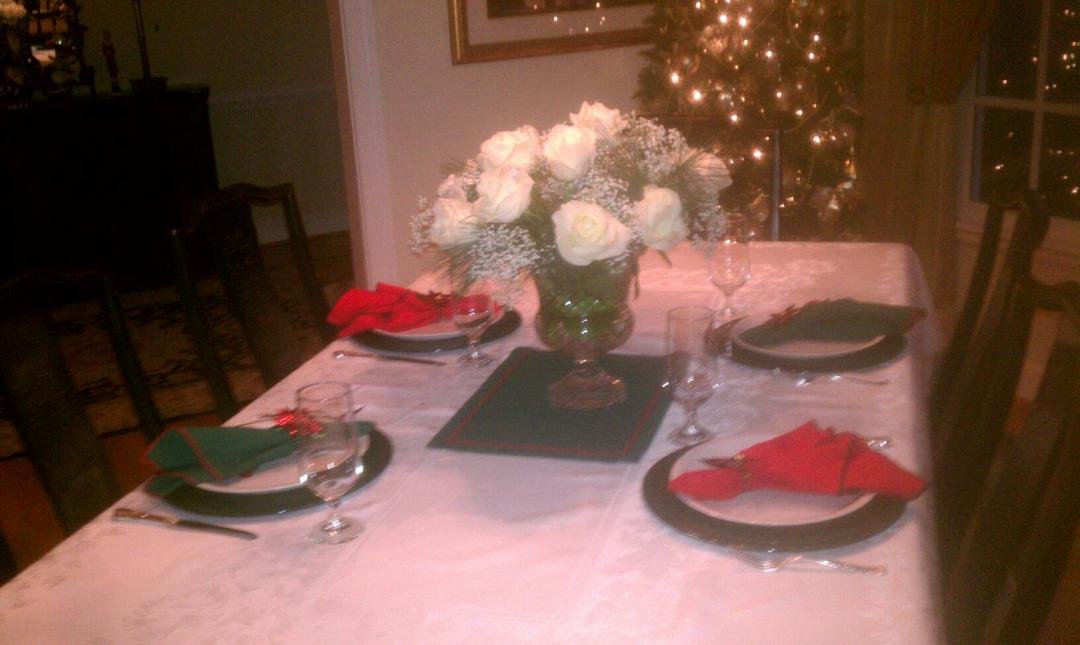 Strata in the fridge (thanks, Gayle) table set...ready for breakfast!