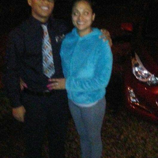 My grandson TJ and his mom for Homecoming