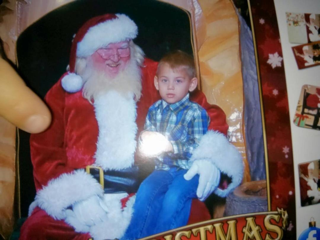 Landon with Santa today...