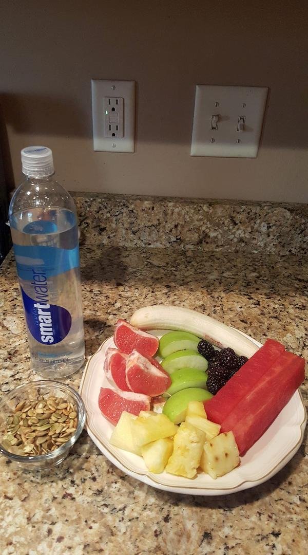 Breakfast is served.  Only 934 calories.  All alkaline.