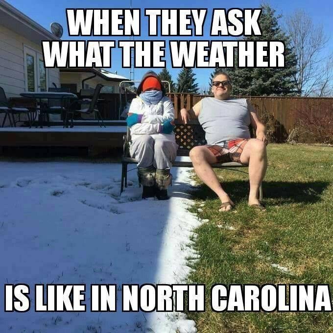 Another interesting week in North Carolina weather.
6 degrees a few days ago and at least 66 today.
Coeds from UNC-G walking the dry sidewalks on the sunny side of the street in shorts and tank tops while directly across th