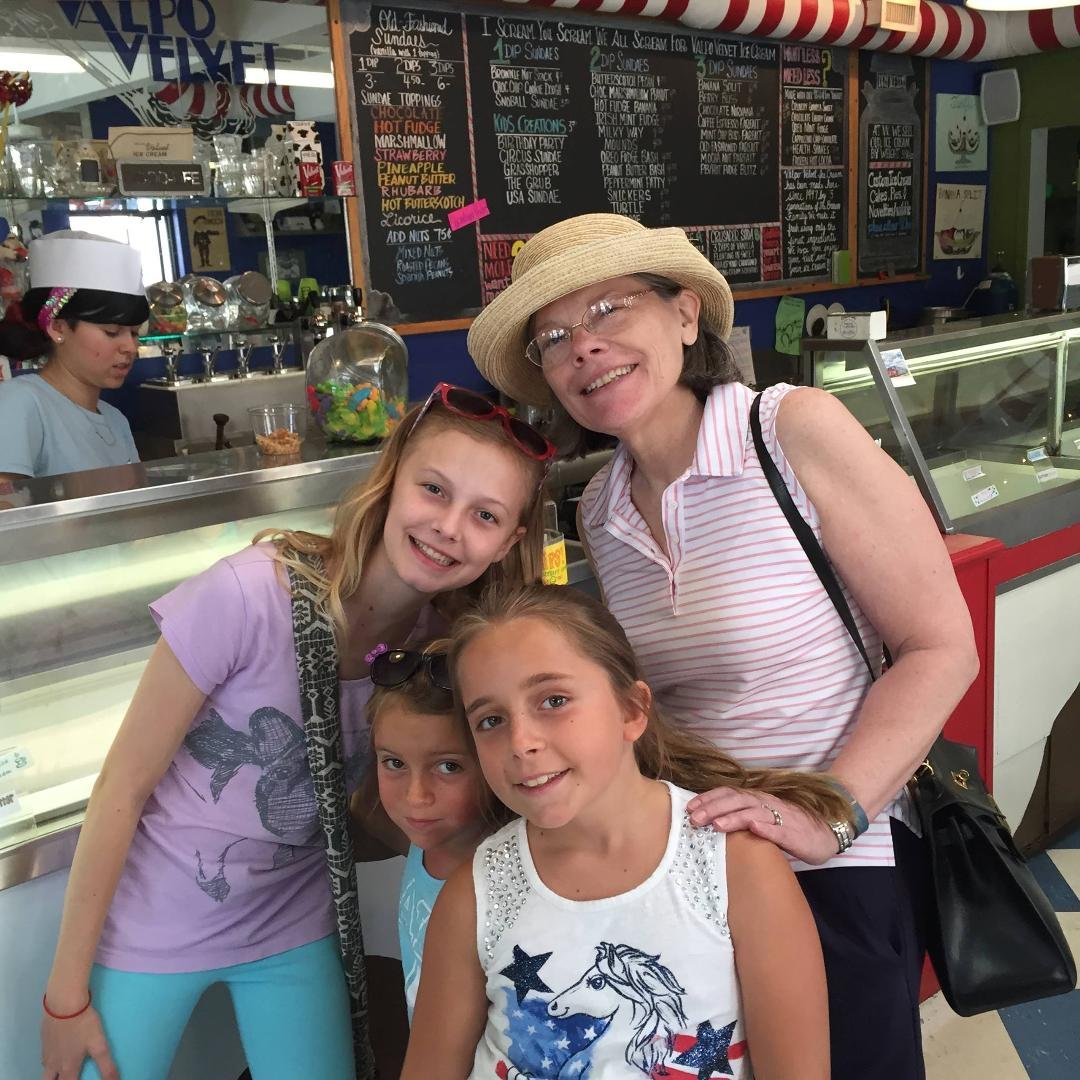 Eating ice cream at Valpo Velvet Ice Cream Company.
